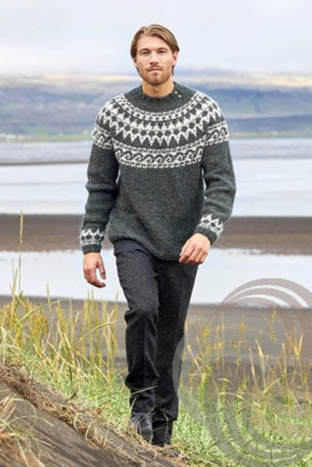 Alexander Icelandic sweater Grey Green - Lettlopi Knitting Kit