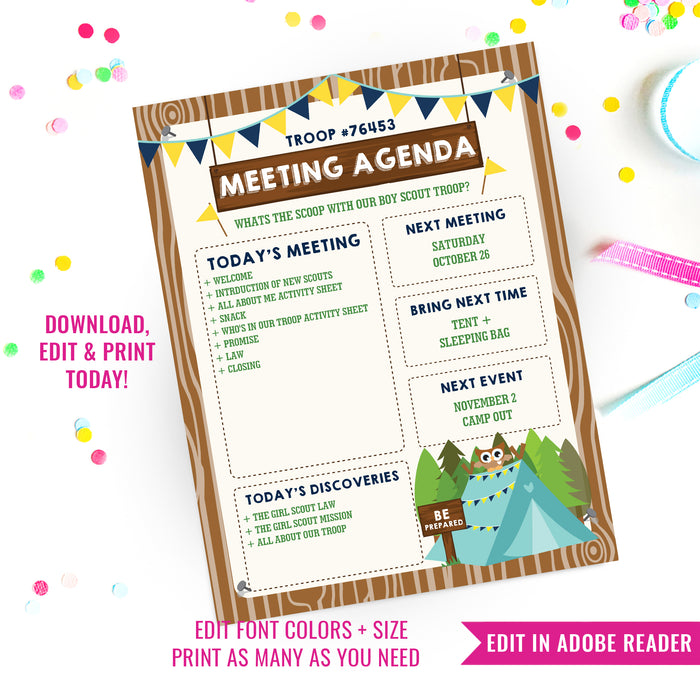 Boy Scout Meeting Agenda | Boy Scouts and Cub Meetings