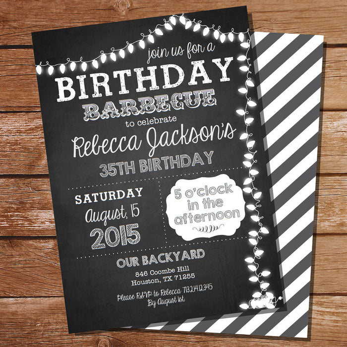 Chalkboard BBQ Birthday Party Invitation