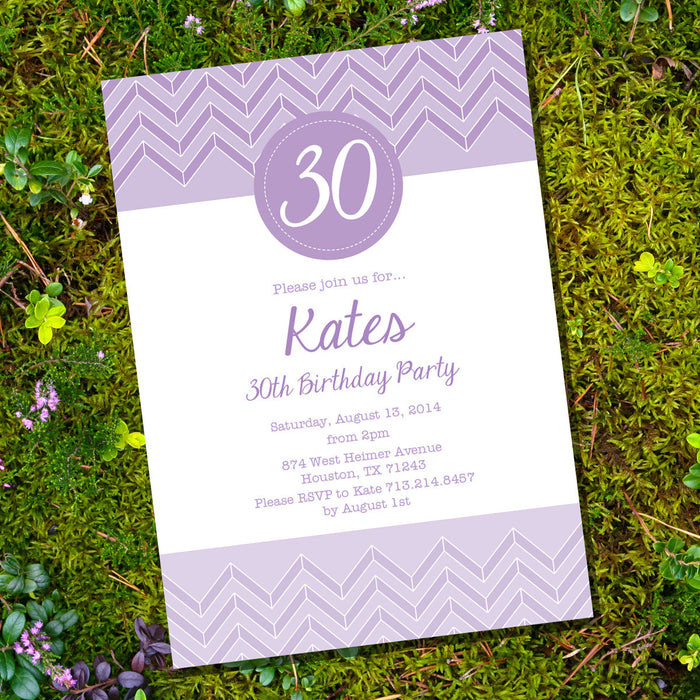 Lavender Chevron Birthday Invitation