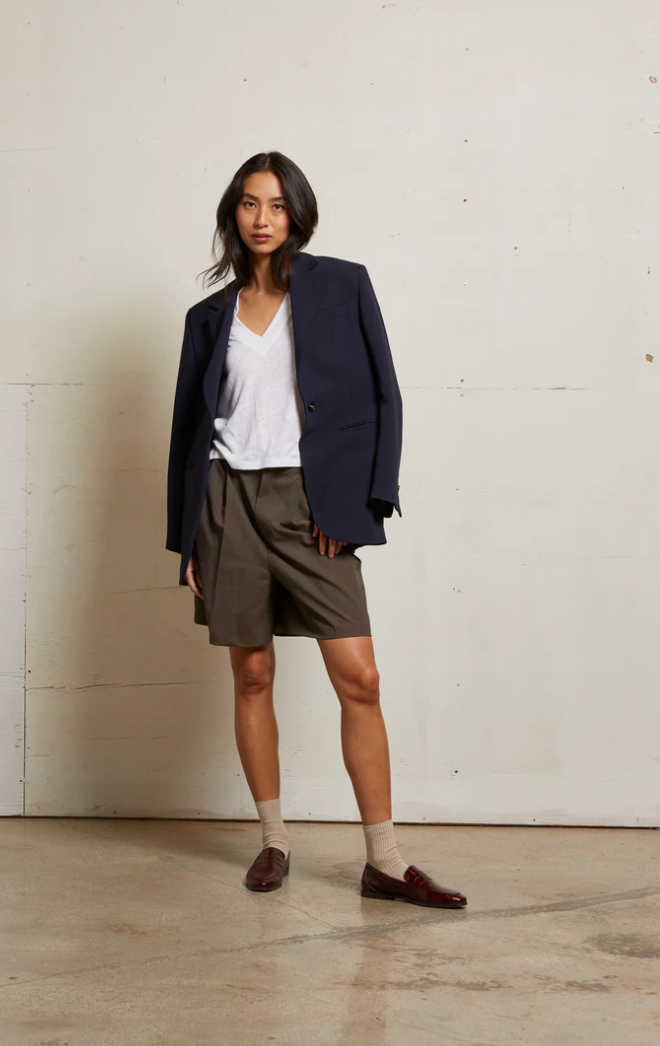 LUCY S/S TEE IN POLY LINEN - NATURAL