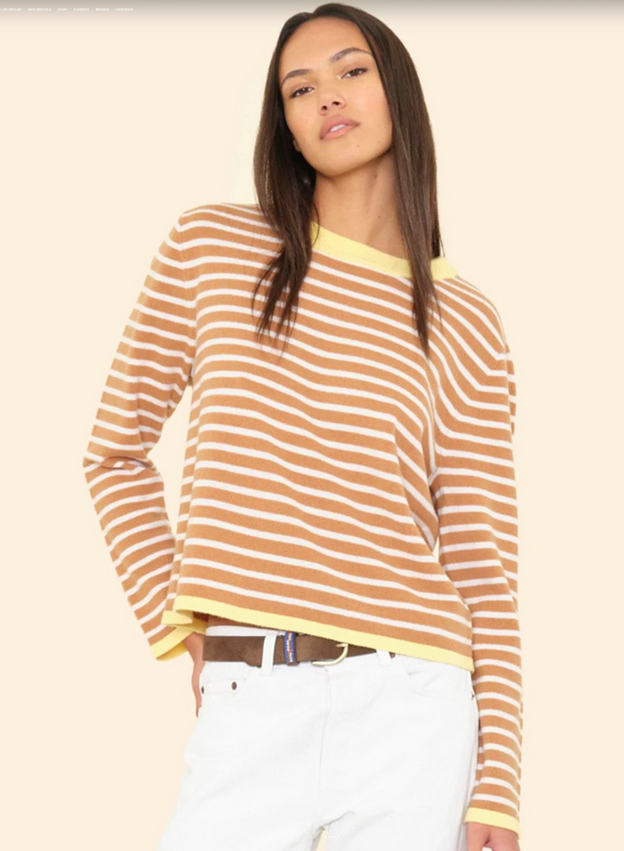 MAXWELL SWEATER IN CAMEL STRIPE