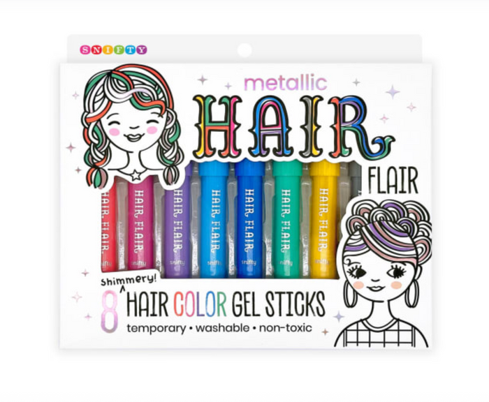 Metallic hair color gel sticks in their package