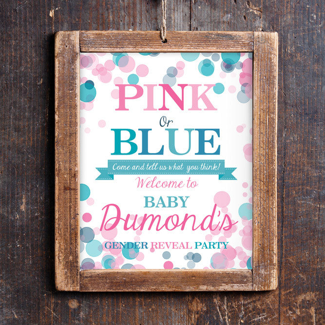 Pink Or Blue Gender Reveal Door Sign