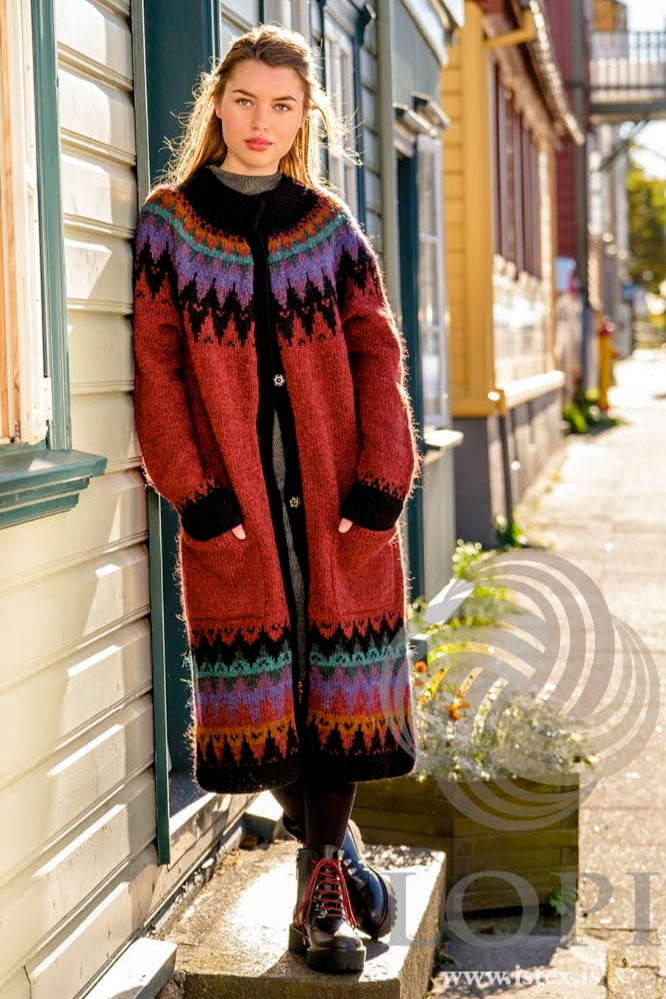 Long Late Summer Jacket Red - Knitting Kit
