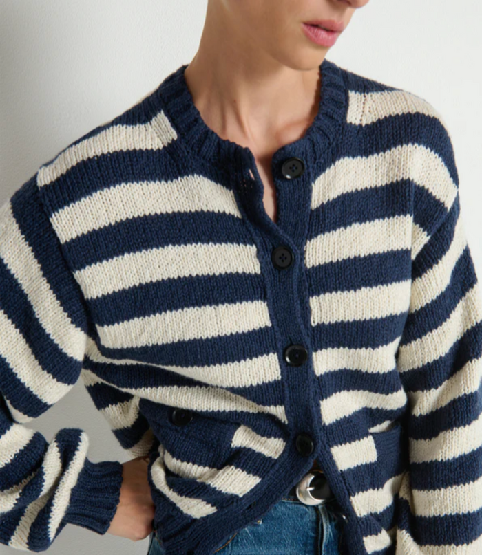 TESSA CARDIGAN IN MARINE STRIPE