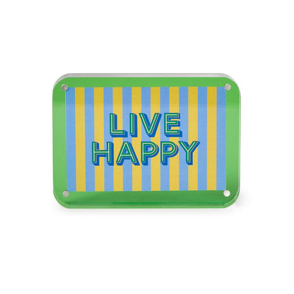 Green and yellow striped Live Happy acrylic frame
