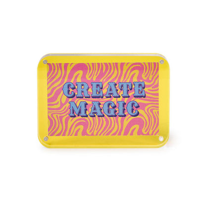Yellow and pink Create Magic acrylic frame