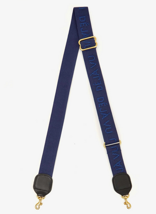 ADJUSTABLE CROSSBODY STRAP IN NAVY W/TONAL DEJA VU