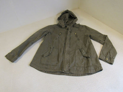 American-Eagle-Hooded-Jacket-Army-Green-Full-Zip-Female-Adult-Size-M-Solid-384 3