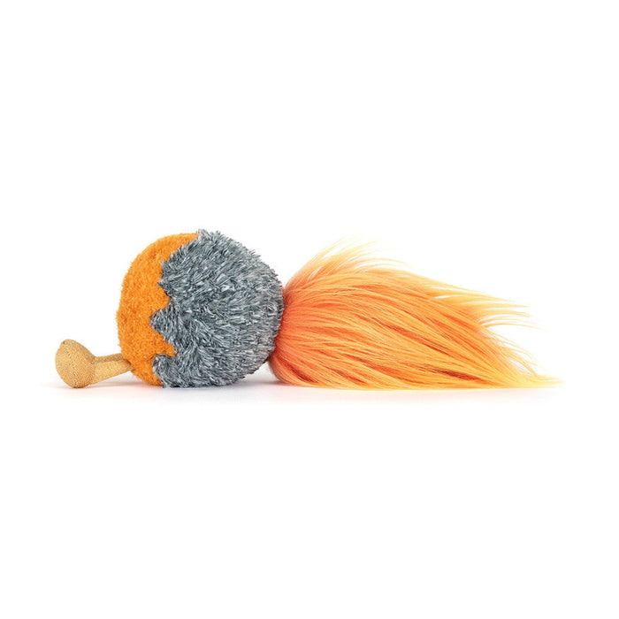 Orange and gray comet plush with a long flowing tail