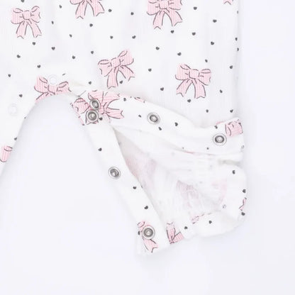 Angel Dear Bows and Hearts - Cuffed Sleeve Romper