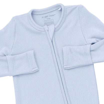 Angel Dear Solid Sheer Blue Rib - 2 Way Zipper Footie