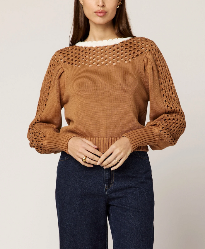 ANWEN SWEATER IN BROWN & IVORY