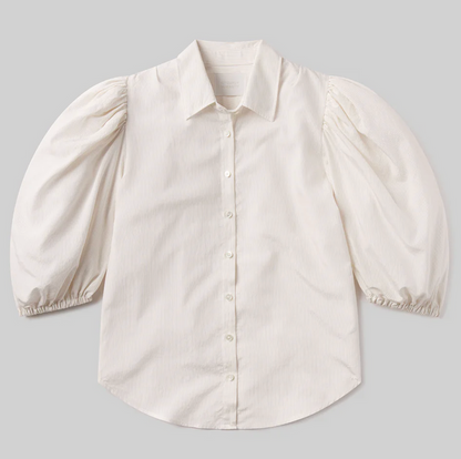 ANYA PUFF SLEEVE W/FRONT PLEAST IN SAND MICRO