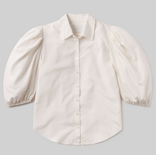 ANYA PUFF SLEEVE W/FRONT PLEAST IN SAND MICRO