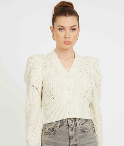 AUDRA SWEATER IN ANTIQUE WHITE / GREY MORN