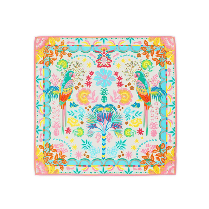 Pastel floral print mini scarf laid flat