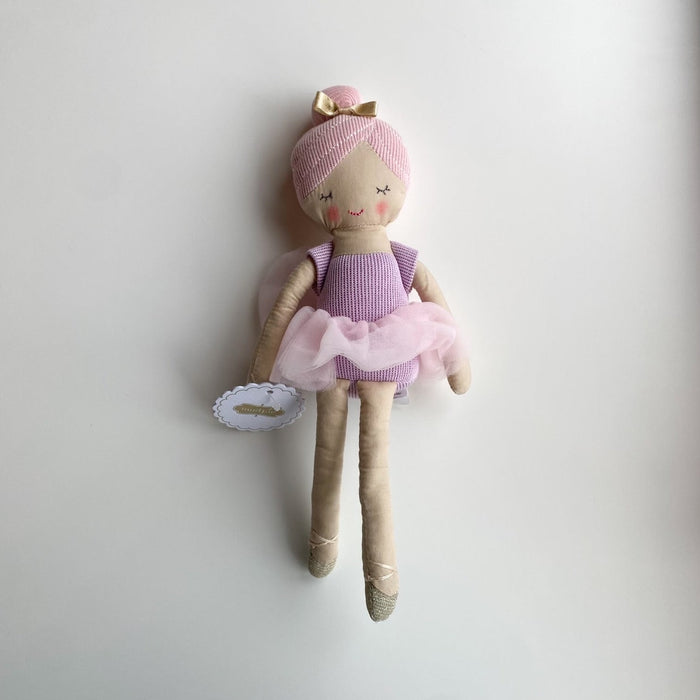 Plush ballerina doll with pink hair and tutu
