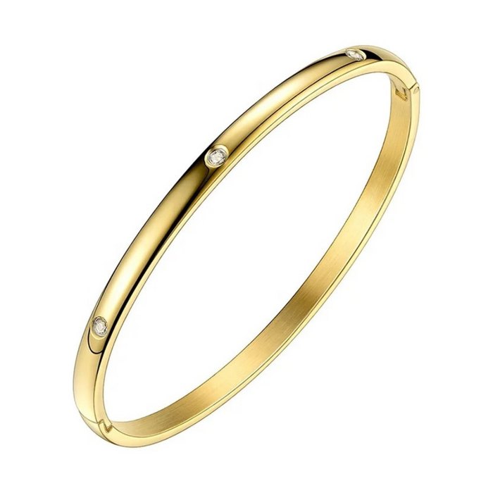 Gold bangle with small crystal accents