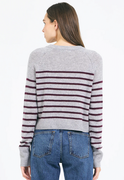 Blakely Cashmere Crewneck in Heather Grey Combo