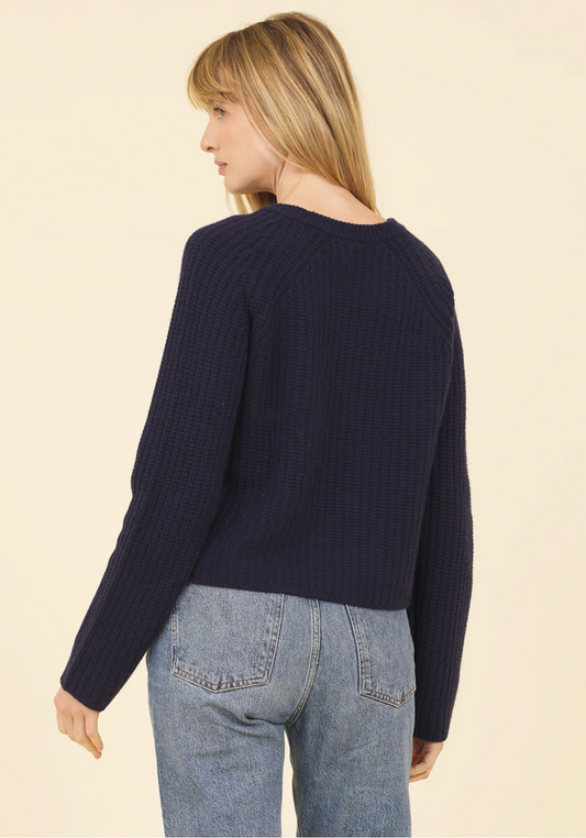 BLAKELY CASHMERE PULLOVER IN NAVY
