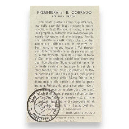 Blessed Conrad of Ascoli holy card with relic | Catholically
