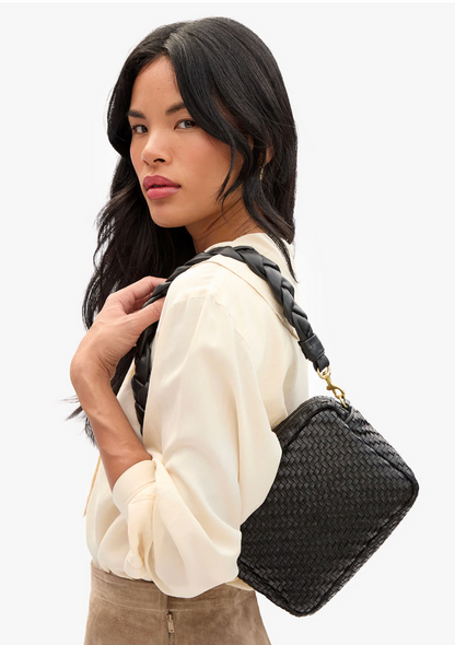 Braided Leather Shoulder Strap IN BLACK