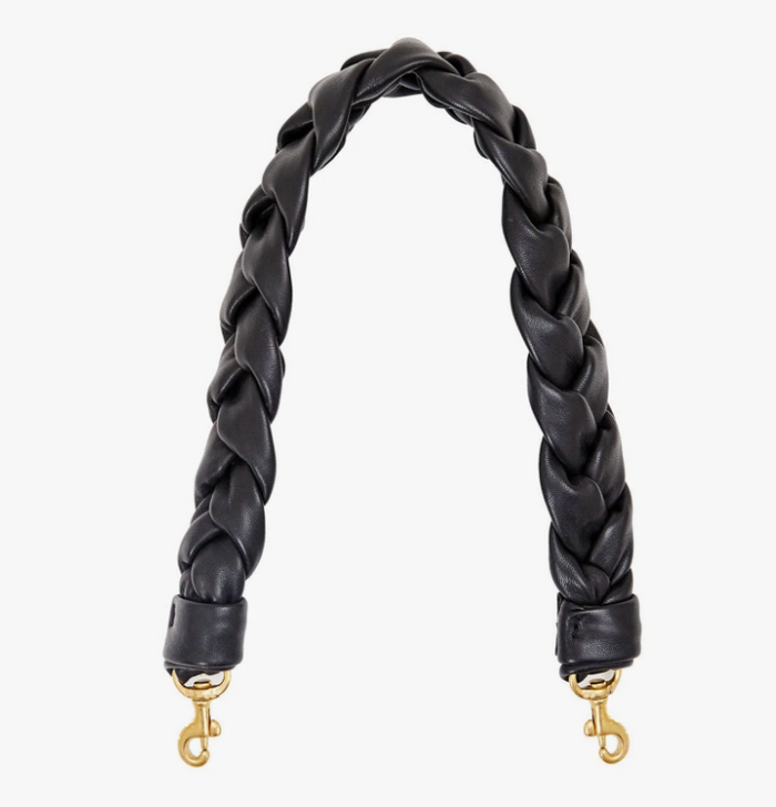 Braided Leather Shoulder Strap IN BLACK