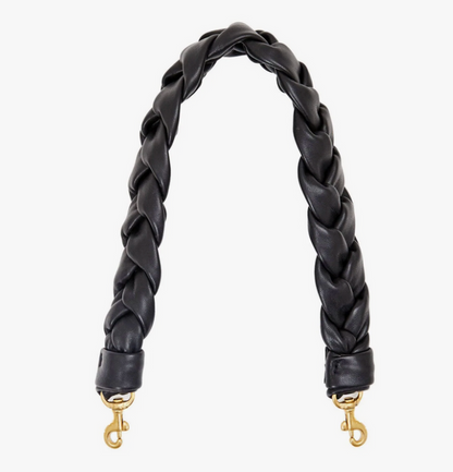Braided Leather Shoulder Strap IN BLACK
