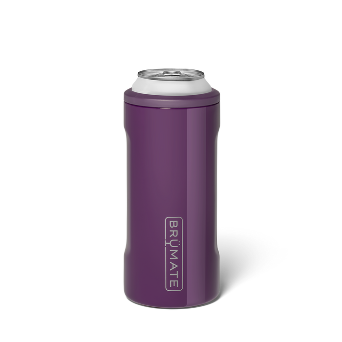 Purple BrüMate slim can cooler holding a can