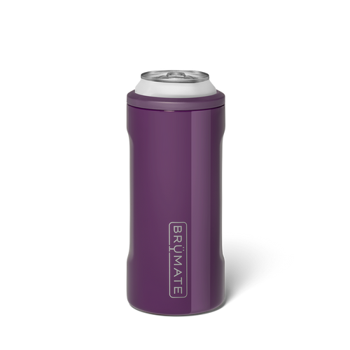 Purple BrüMate slim can cooler holding a can