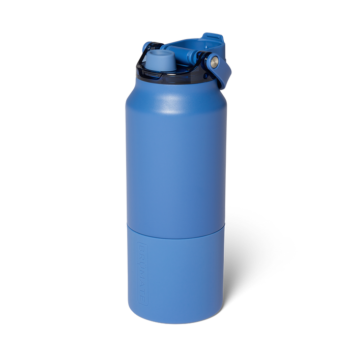 Large blue BrüMate insulated bottle with a carry handle