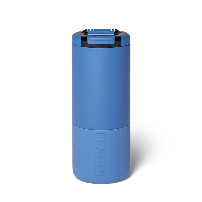 Blue BrüMate insulated travel tumbler with a leakproof lid