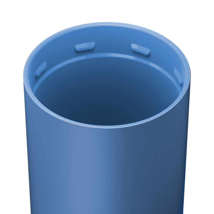 Inside view of a blue BrüMate tumbler's ceramic-lined interior