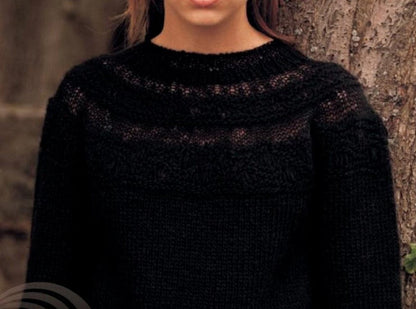 Bylgja - Black Wool Sweater Knitting Kit - The Icelandic Store