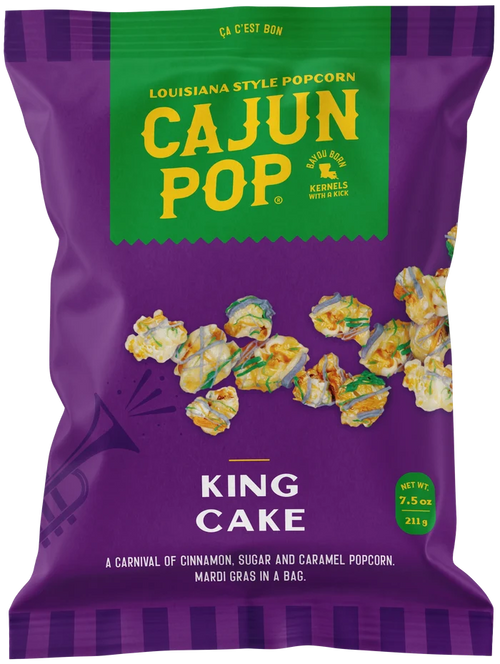 NolaCajun Cajun Pop Popcorn King Cake Louisiana Mardi Gras Snack New Orleans