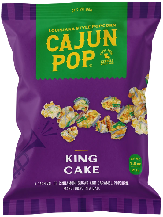 NolaCajun Cajun Pop Popcorn King Cake Louisiana Mardi Gras Snack New Orleans
