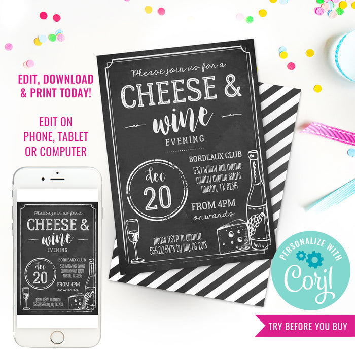 Cheese and Wine Party Invitation