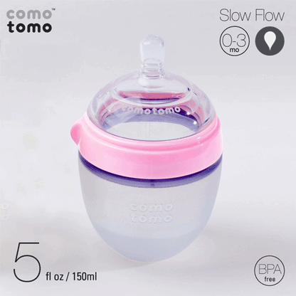 Comotomo Natural Feel Baby Bottle - 5 oz  - Pink-2