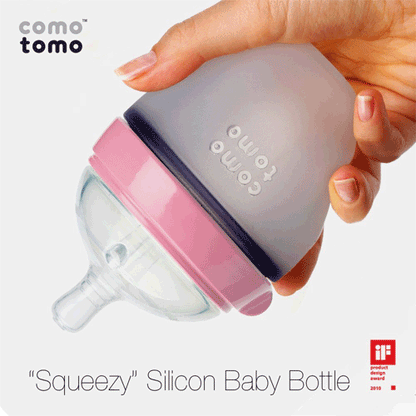 Comotomo Natural Feel Baby Bottle - 5 oz  - Pink-3