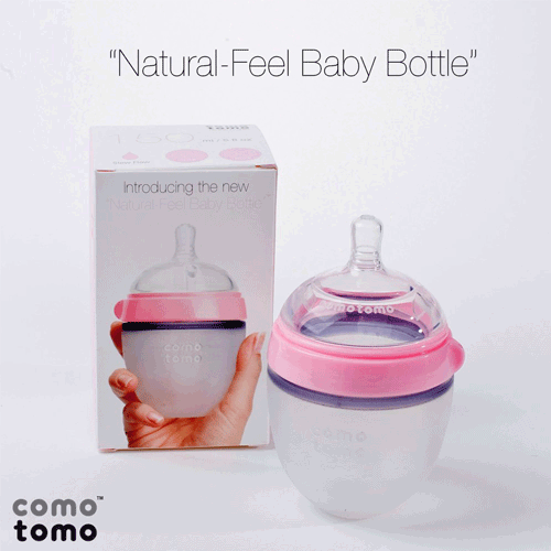 Comotomo Natural Feel Baby Bottle - 5 oz  - Pink-4