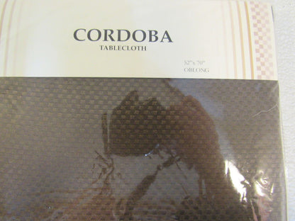 Cordoba-Tablecloth-Oblong-52-in-x-70-in-Brown-Woven-Checkered-Pattern-57281-200 4