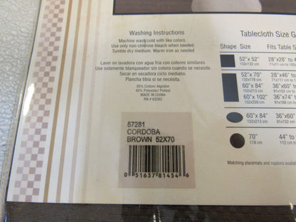 Cordoba-Tablecloth-Oblong-52-in-x-70-in-Brown-Woven-Checkered-Pattern-57281-200 8