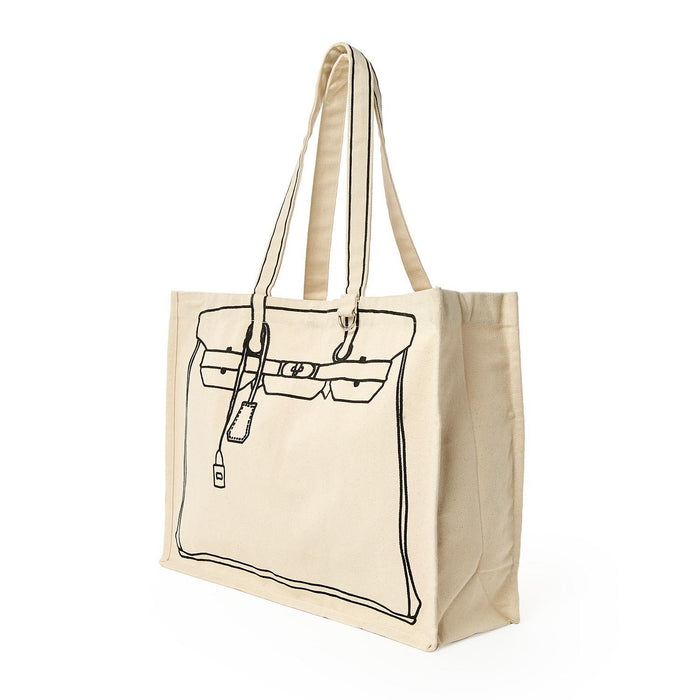 Canvas handbag-print tote, angled view