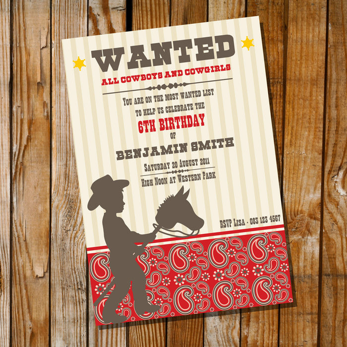 Cowboy Birthday Party Invitation