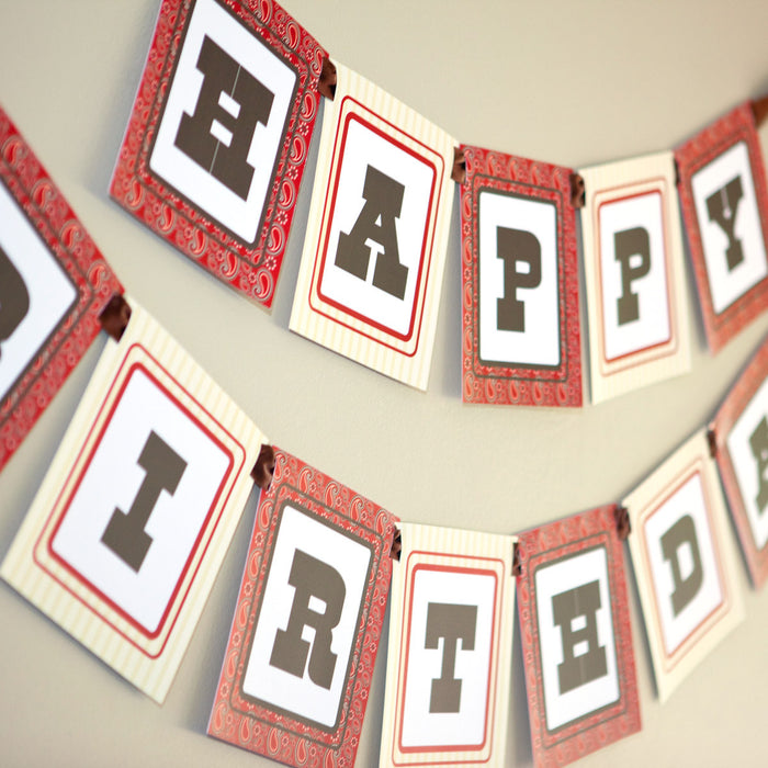 Cowboy Birthday Party Happy Birthday Banner