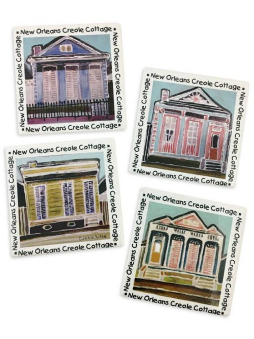 NolaCajun Creole Cottage Coasters Set of 4 Louisiana Home Decor