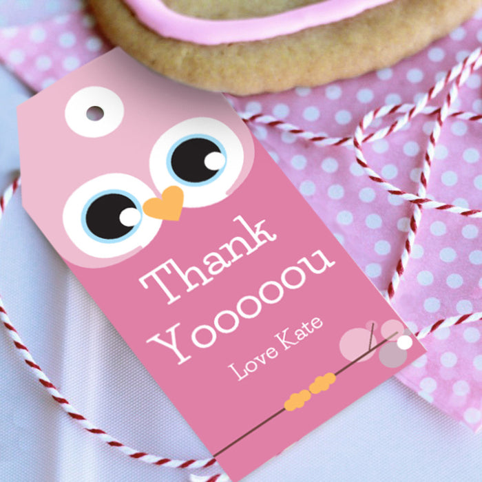 Cute Owl Birthday Party Favor Tags
