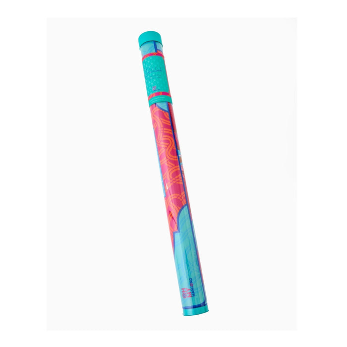 Delilah mahjong mat rolled in a clear tube with turquoise caps